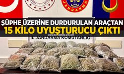 Şüphe üzerine durdurulan araçtan 15 kilo uyuşturucu çıktı