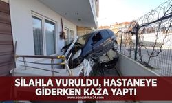 Silahla vuruldu, hastaneye giderken kaza yaptı