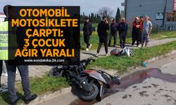 Otomobil elektrikli motosiklete çarptı: 3 çocuk ağır yaralı