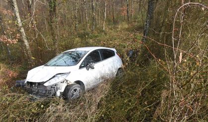 Otomobil ormana uçtu: 1 yaralı