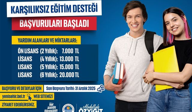Yenişehir Belediyesinin Karşılıksız Eğitim Desteği Başvuruları Başladı