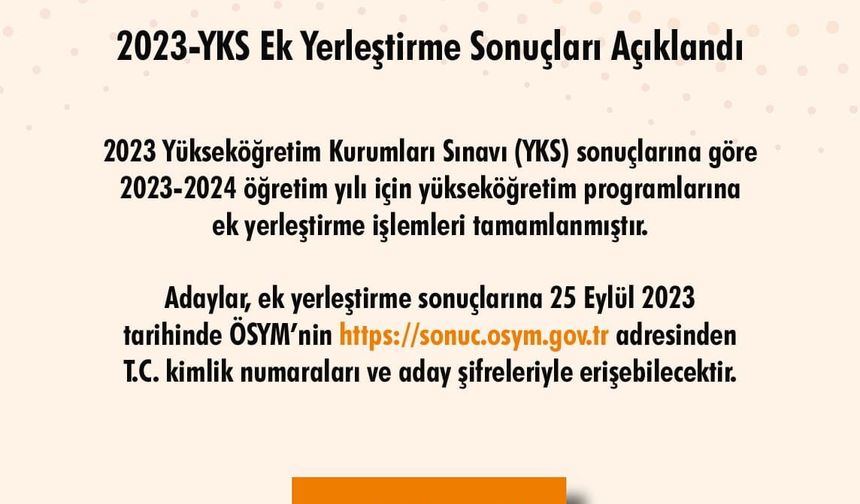 2023-YKS ek tercih sonuçları açıklandı