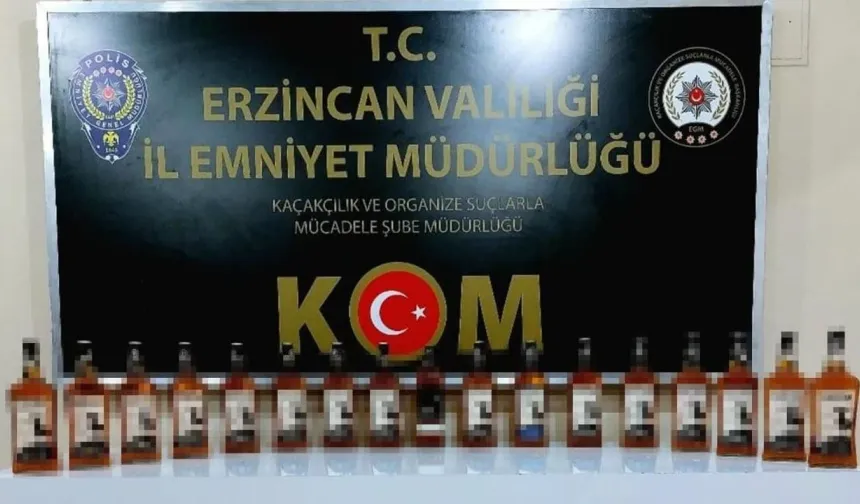 Erzincan’da Uygulama Noktasında 17 Şişe Kaçak İçki Ele Geçirildi