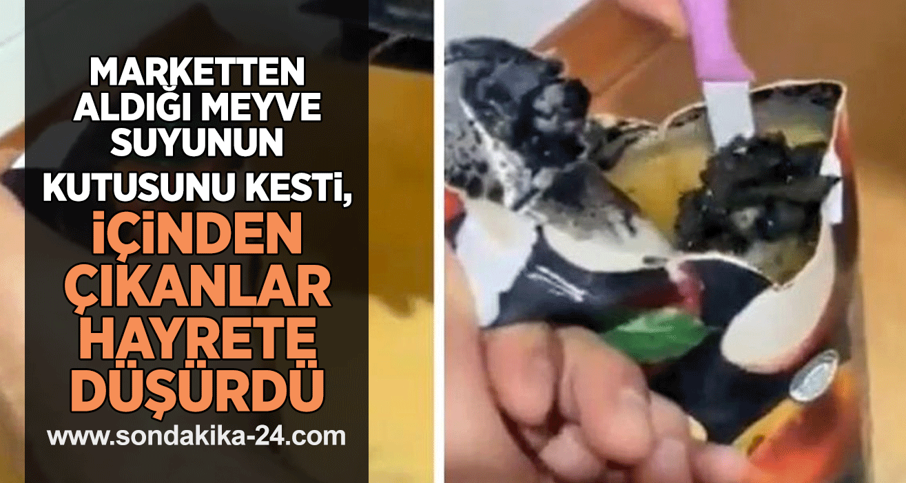 Marketten aldığı meyve suyunun kutusunu kesti, içinden çıkanlar hayrete düşürdü