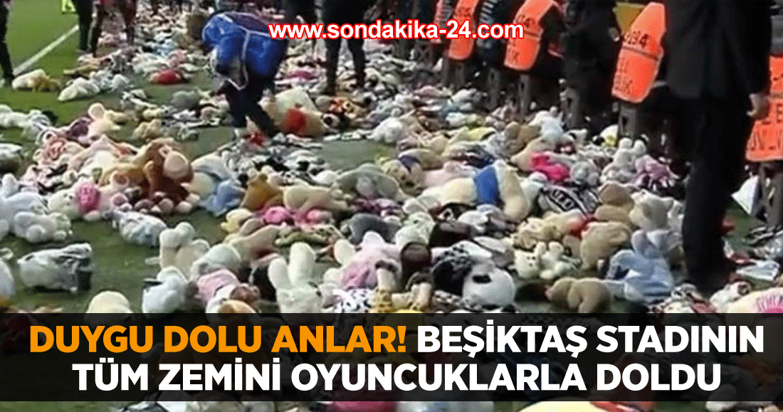 Duygu dolu anlar! Beşiktaş stadının tüm zemini oyuncuklarla doldu