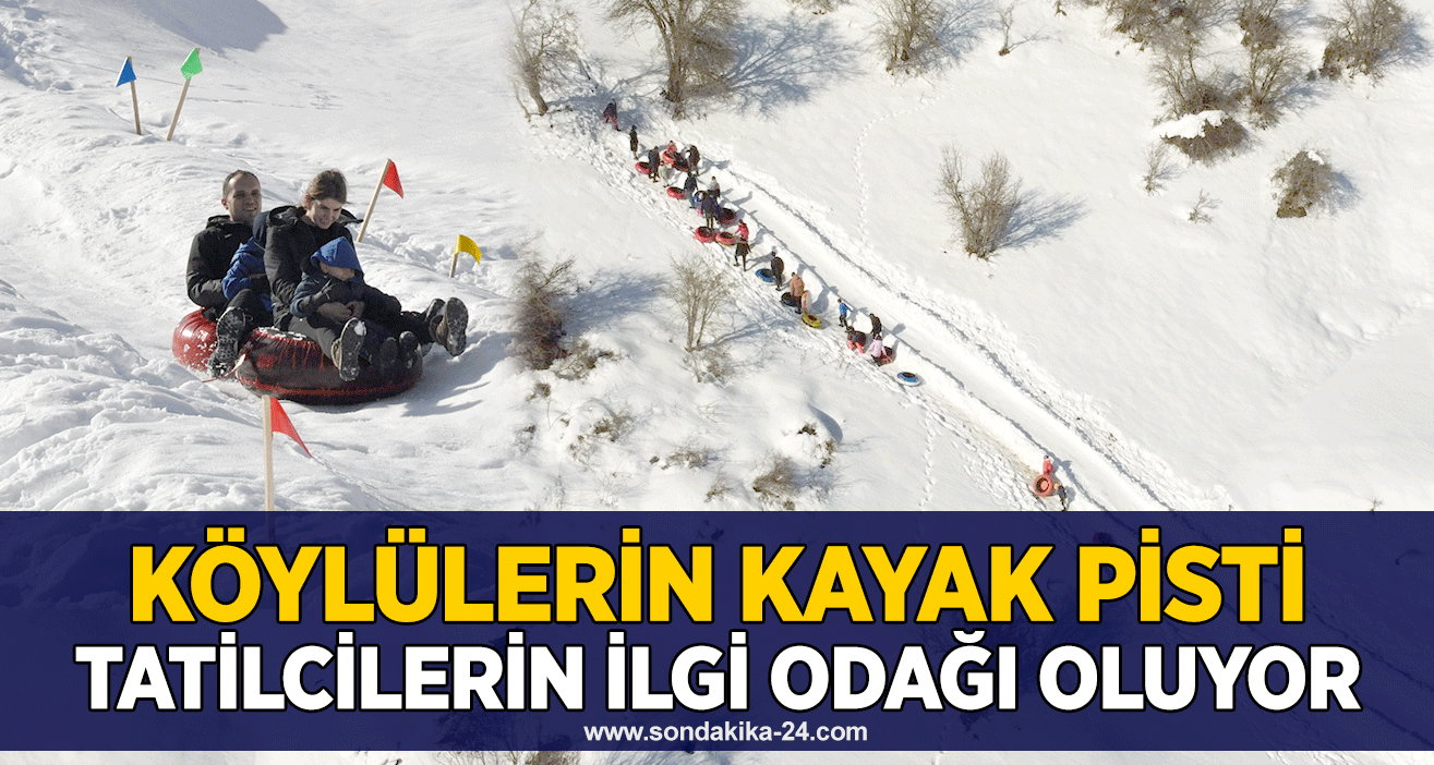 Köylülerin kayak pisti tatilcilerin ilgi odağı oluyor