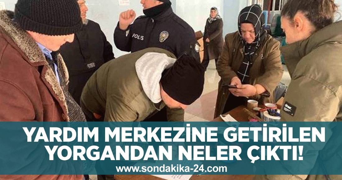 Yardım merkezine getirilen yorgandan çok sayıda altın çıktı