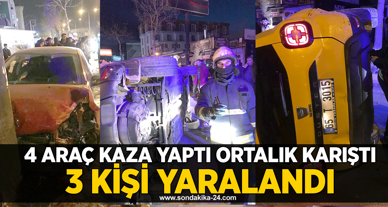 4 araç kaza yaptı... Ortalık karıştı 3 kişi yaralandı!